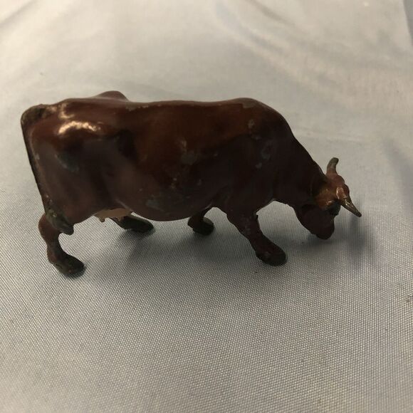 Vintage Lead Brown Cow Figures Lot Of 2 - Picture 2 of 5
